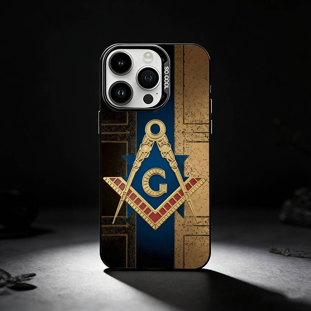Freemasonry Symbol Phone Case For iPhone 17,16,15,14,13,12,11 Plus,Pro Max,XS,Colored silver phone case iPhone17promax
