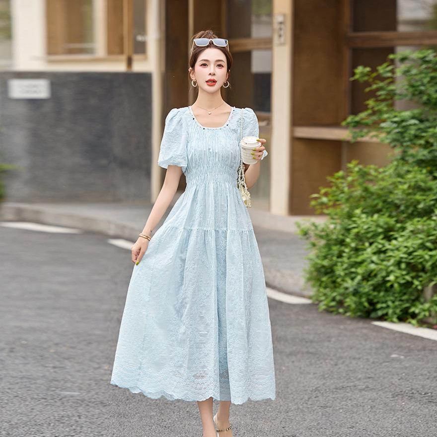 Bubble Sleeve Dress Women's Summer New Design Sense Sweet Temperament Waist Thin Skirt