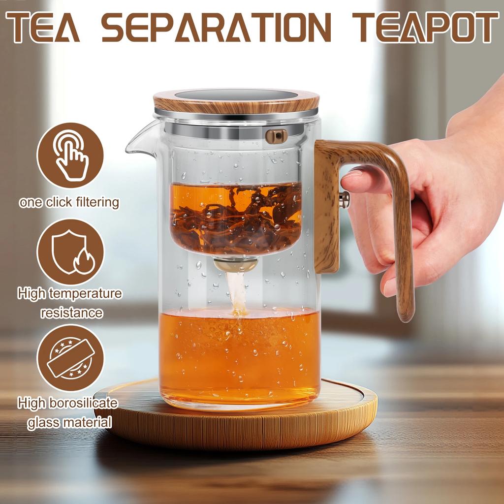 Enchanti Tea Pot, Water Separation Witchcraft Teapot, Glass Teapot with Infuser and Strainer, Enchantipot Magic Tea Pot