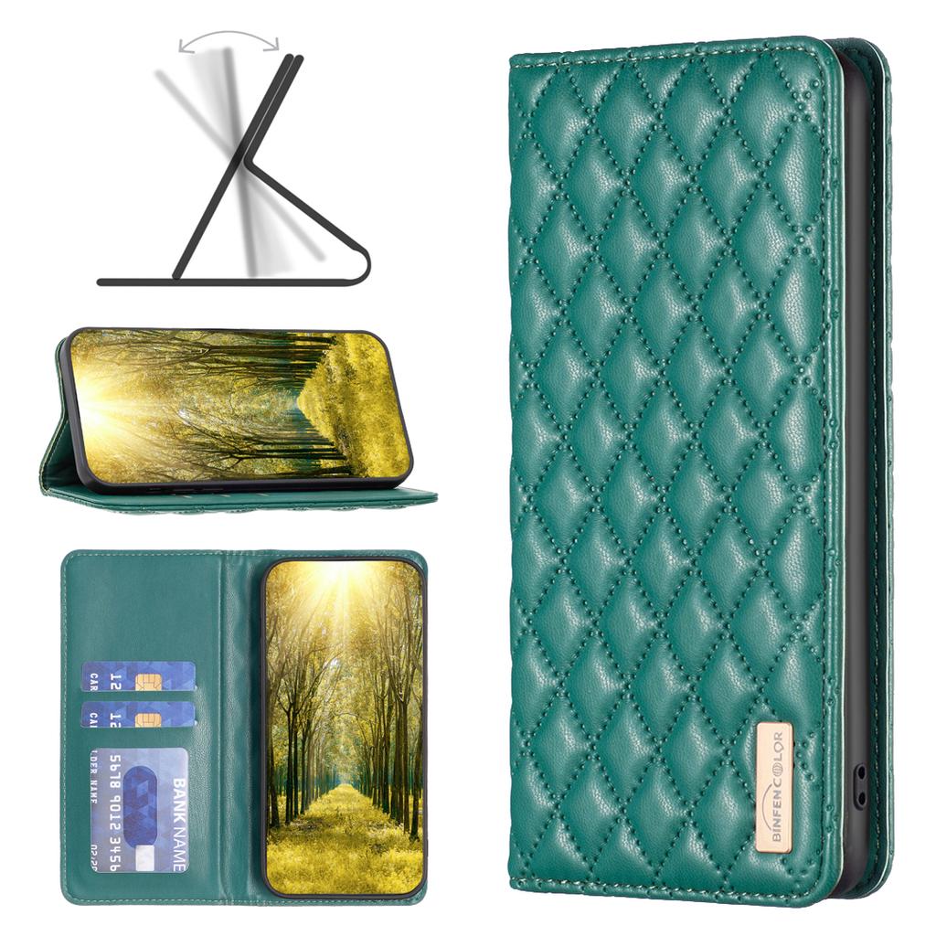 Modische Diamant-Leder-Kartenfächer, magnetische Flip-Wallet-Hülle für iPhone 15 14Plus 13 12 11 Pro Max XSMAX für Samsung S24 S23 S22 S21Ultra Plus A15 A25