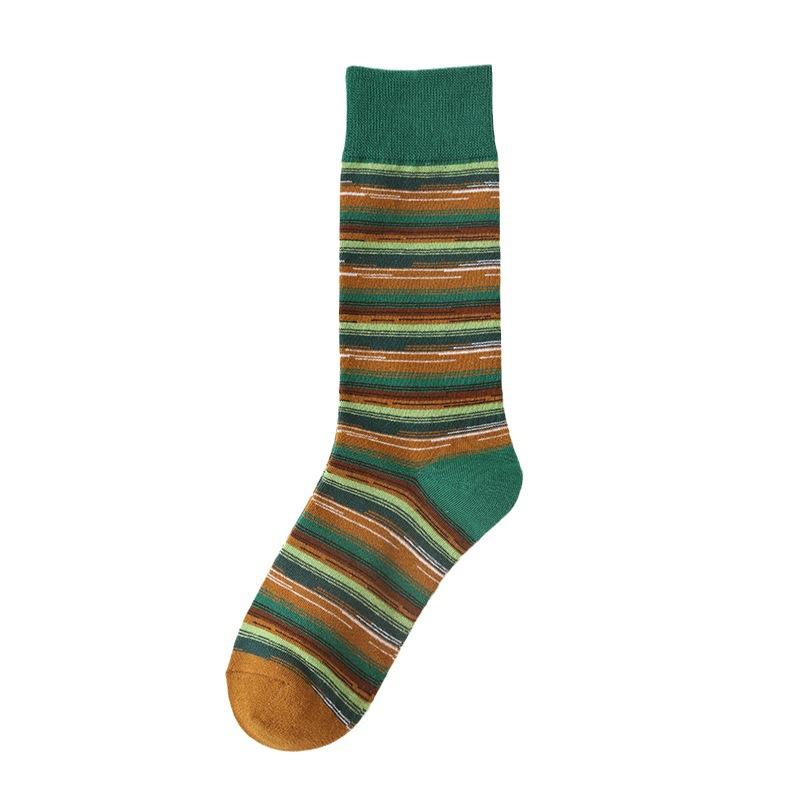 Ladies Spring and Autumn Color Assorted Striped College Wind Tube Cotton Socks
