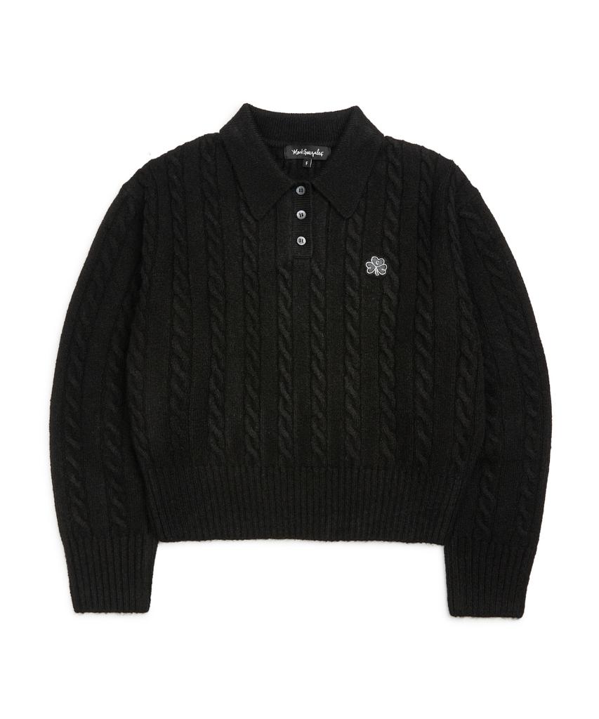 MARK GONZALES Women'S Club Cable Collar Knit - Black