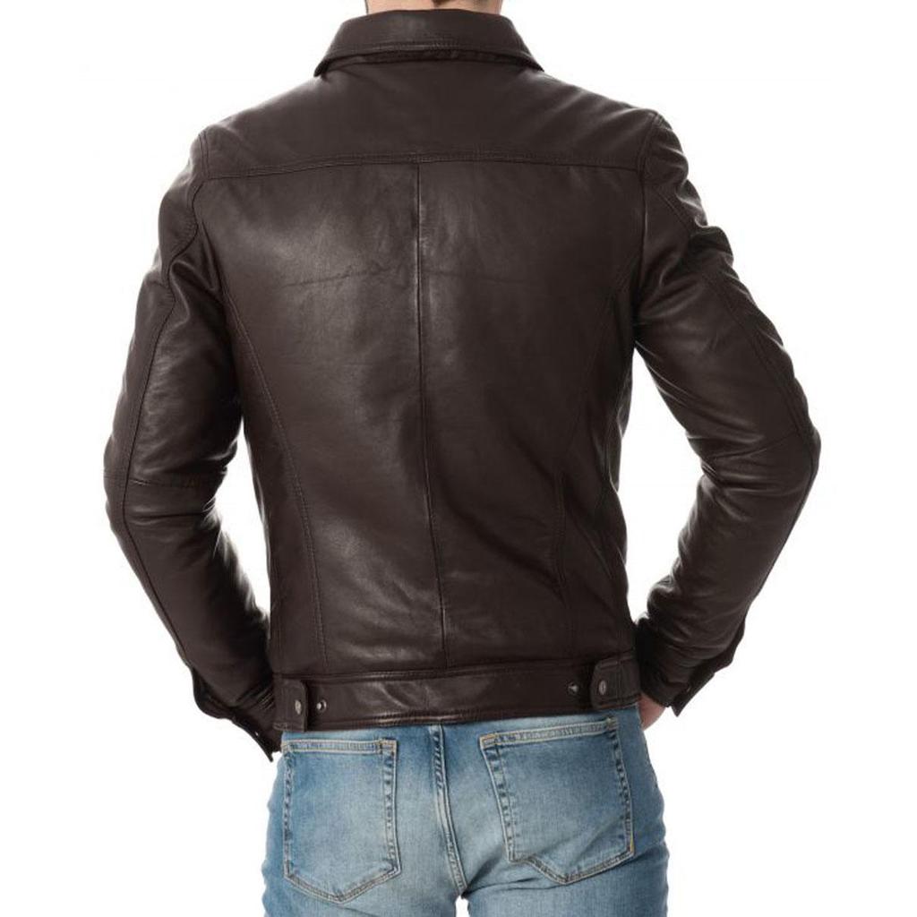 SKINOUTFIT Men's Genuine Lambskin Brown Leather Jacket Stylish Motorcycle Bomber Biker Outerwear MJ 213