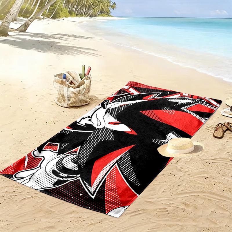 Sonic the Hedgehog Print Beach Towel, Large Soft Quick Dry Towel for Beach Camping Swimming