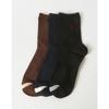 [26SS] Brown Line Color Block Cotton Blend Mid-calf Socks 3-Piece Set HISS6E230W2