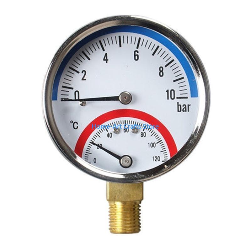 Y3NA Thermo-manometer G1/4 Thread 0-120 ℃ 0-10 Bar Measuring for Water Gas
