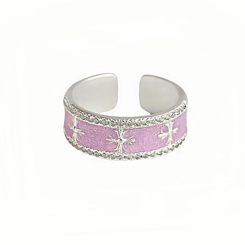 Color Flower Purple Enamel Iris Open Ring Niche Light Luxury High Sense Personality Ring