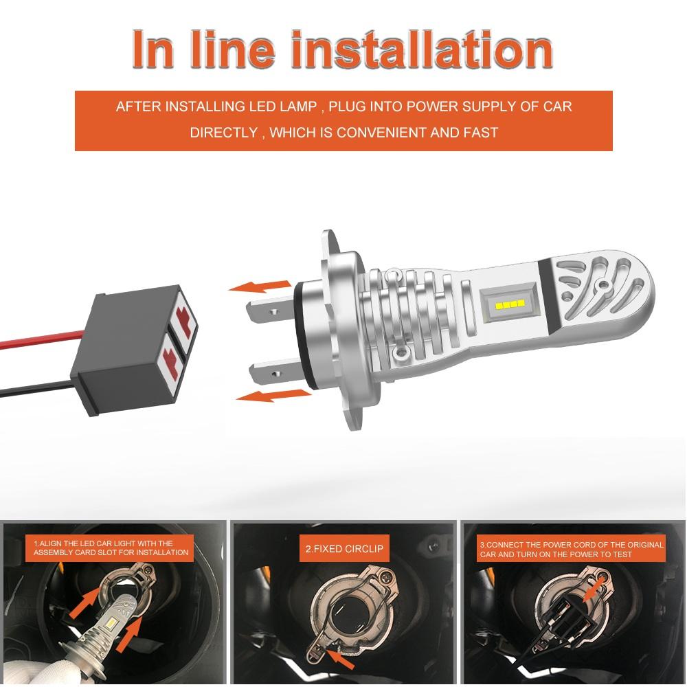 2 buc Mini H7 LED Bec pentru faruri 12 V Lămpi cu LED H7 1:1 far pentru mașină Plug & Play Faruri de ceață automate