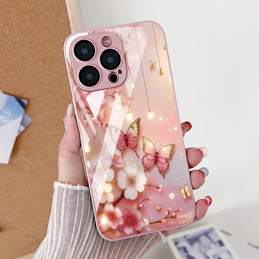 Butterfly Phone Case For Samsung S25 S24 S23 Ultra Case A17 A56 5g A55 A16 A26 A36 A54 A53 A25 A34 A52 A15 Tempered Glass Cover