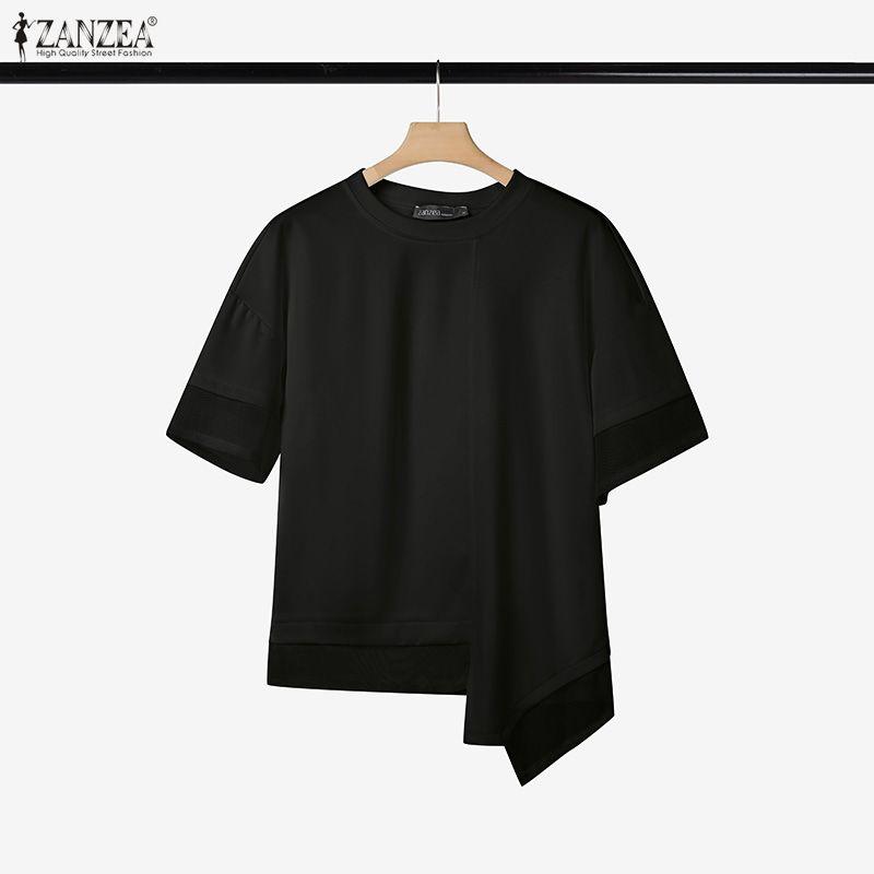 ZANZEA Women Casual Round Neck Summer Half Sleeve T-Shirts