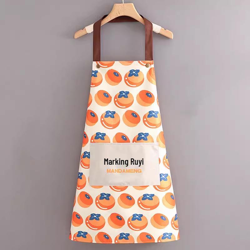 Letní tenká voděodolná a olejivzdorná kuchyňská zástěra s funkcí otírání rukou - Roztomilý, módní design a širší pas pro vaření při smažení