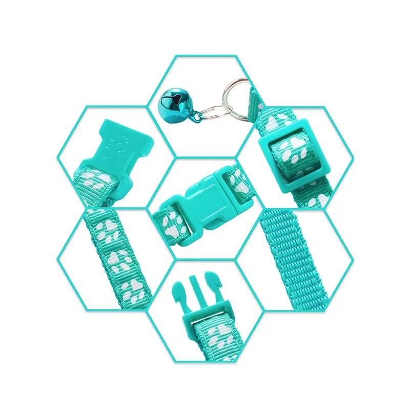 1/6/18pcs Pet Collar With Bell Footprints Colorful Dog, Dog, Cat Accessories Cat Collar Adjustable Bell Ring Necklace Pet