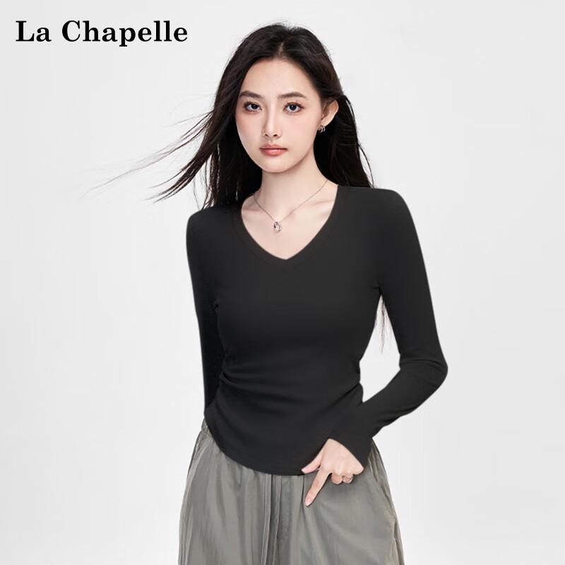 La Chapelle 2025 Autumn/Winter V-neck Pleated Waist Long Sleeve Top 2XL