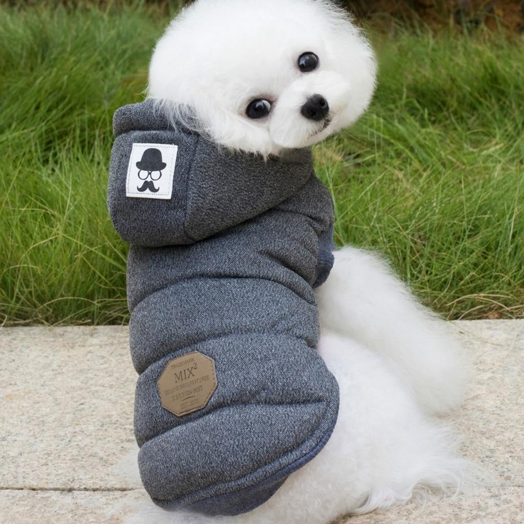 Jacket, Sweatshirt, Winter Down Jacket, Anumal Domestic Hooded Coat, Warm Clothes For Large Medium Dogs (L (Chest: 44cm, Neck: 29cm), Gray)