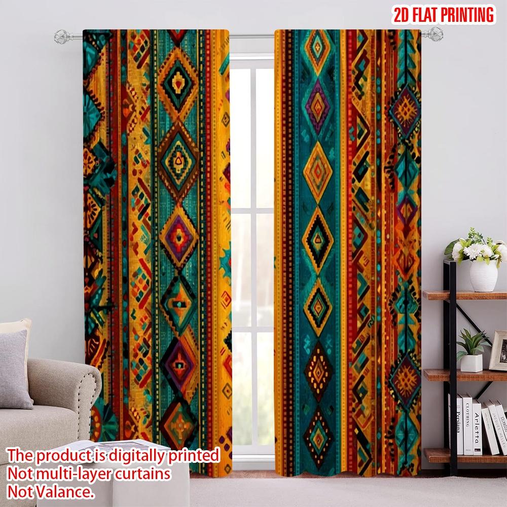 

2D flat printing 2pcs Party Curtain African stripe Versatile Fabric Without Electricity Festive Curtains Perfect for New Year 100*130 HOOK 1pcs