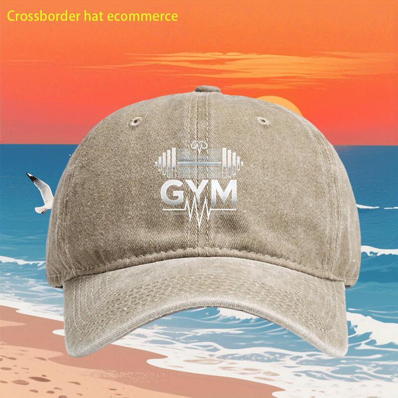 Gym Workout Barbell Heartbeat Print Vintage Baseball Cap Unisex Adjustable Casual Beach Hat