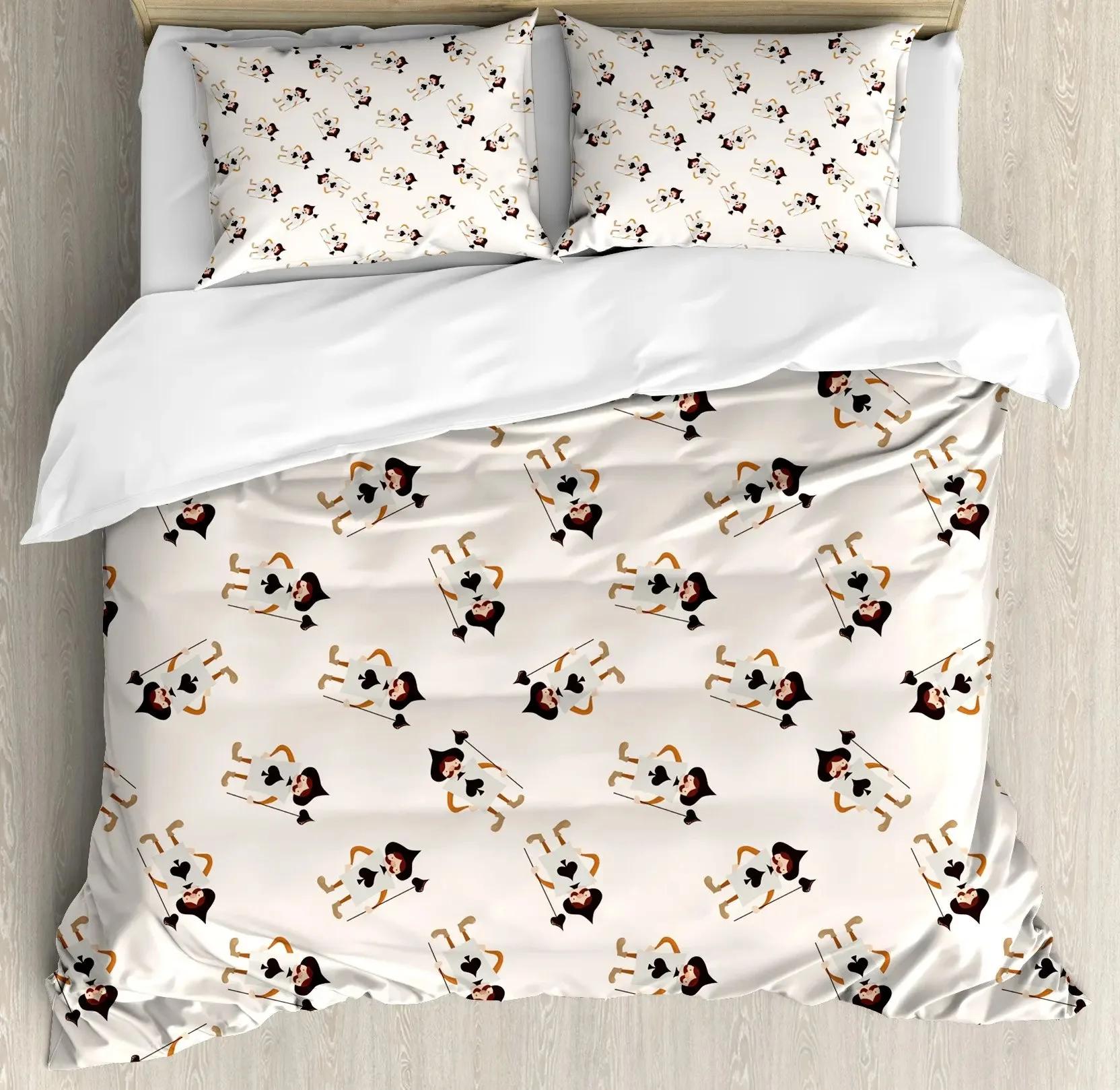 

Alice In Wonderland Duvet Cover Set,Welcome Wonderland Black and White Floor Landscape Mushroom Print, Decorative Bedding Sets AU Double 180x210cm