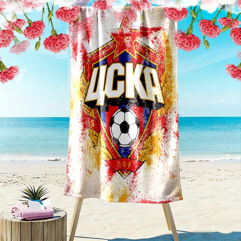 CSKA Moscow Logo Print Beach Towel, Large Soft Quick Dry Towel for Beach Camping Swimming