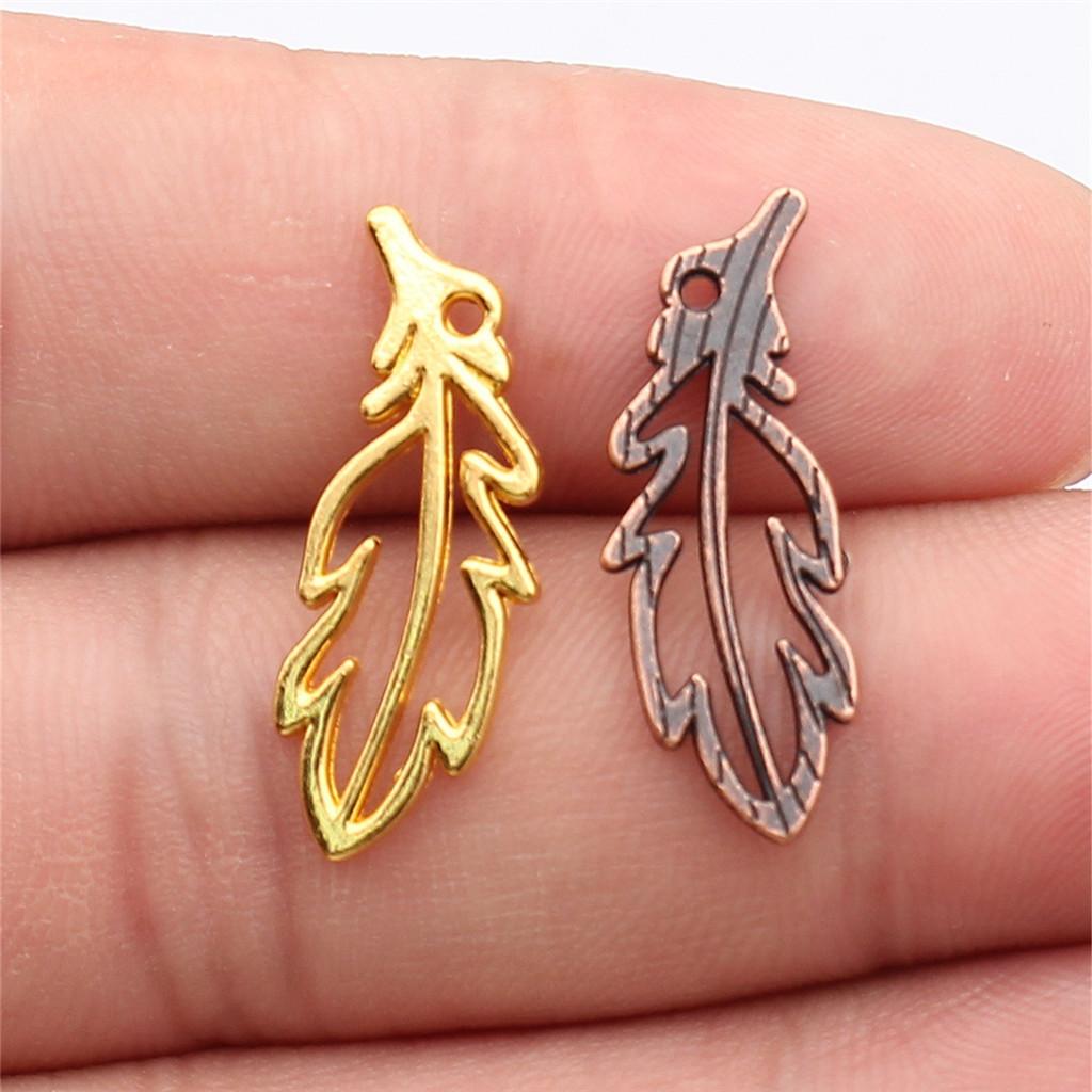 Feathers Leaf Nature Charm Antique Bronze Zinc Alloy Jewelry Making Supplies Bracelet Making Style Pendants