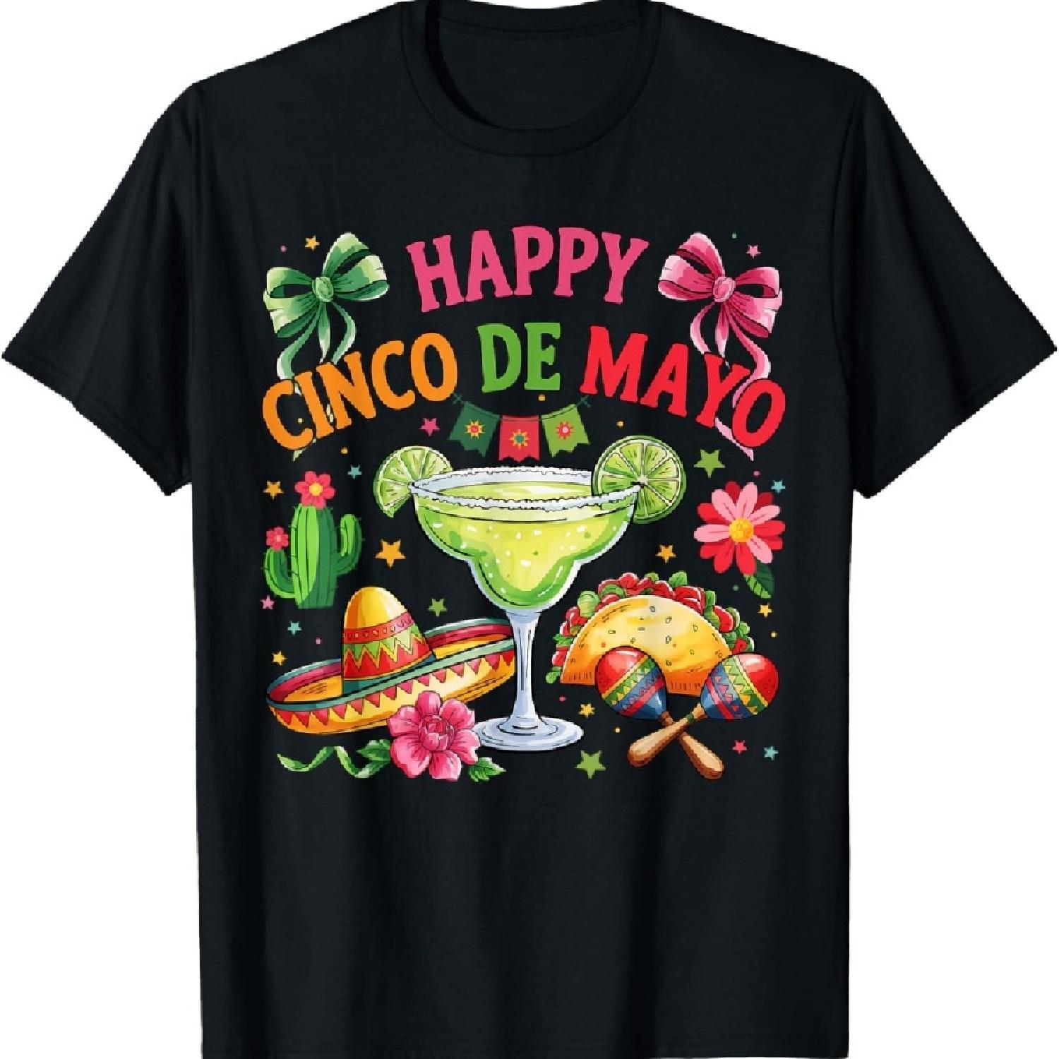 

Счастливая Фиеста Синко де Майо Мексиканская Вечеринка Мужская Женская Детская Футболка XXXXXL чёрный