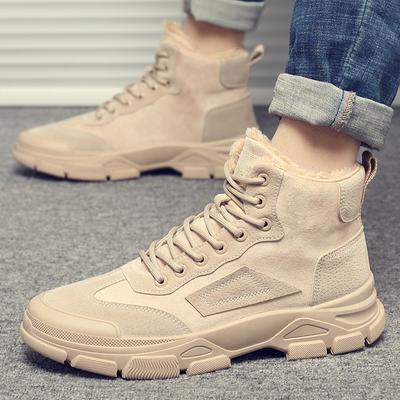 Herren Sneaker Wintermode Hohe Qualität Arbeitsstiefel Outdoor High Top Stiefeletten Dicke Sohle Plüsch Warm Lässige Baumwollschuhe