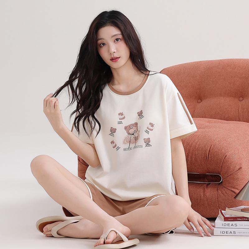 Women's 2026 Summer Cute Printed 100% Cotton Pajamas – Comfortable, Skin-Friendly, Wearable as Outerwear