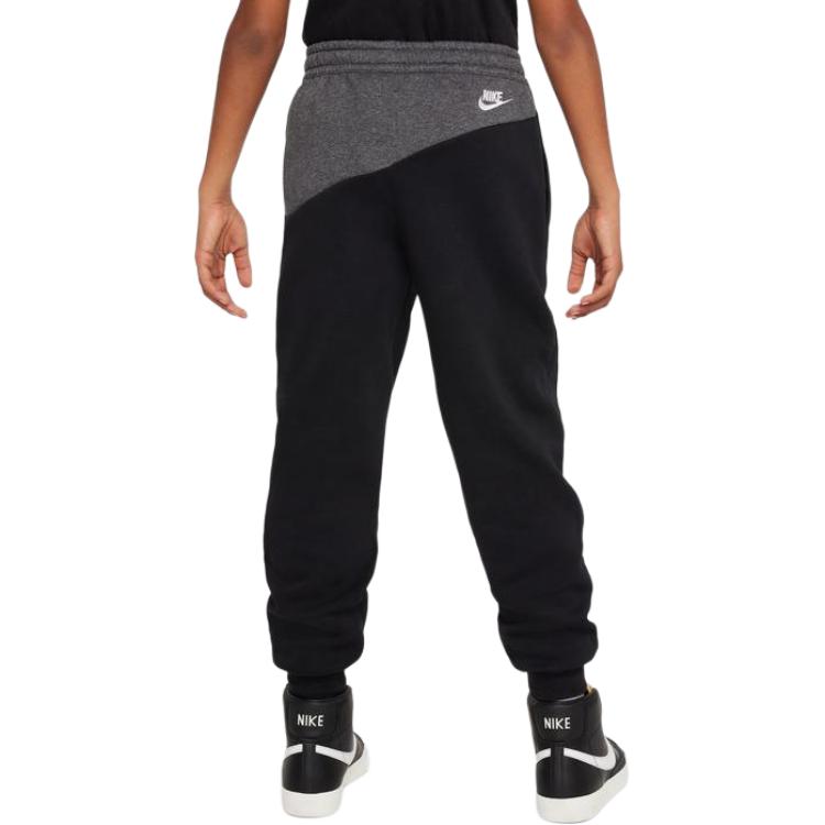 Nike Kids  Knitted Sports Pants Letter Print Color Block Drawstring Fleece Kids pants Black FN9132-010