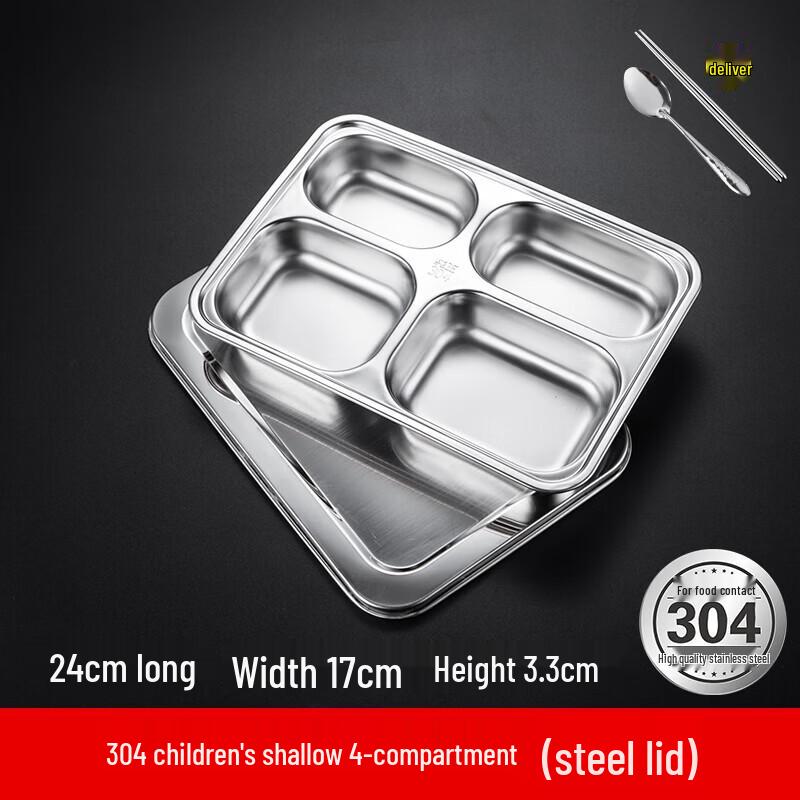 

304 Stainless Steel Rectangular 5-Compartment Meal Tray