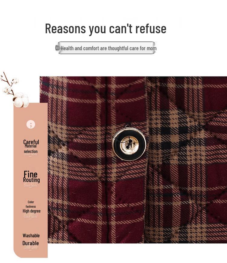 Mom's Stylish Mid-Length Winter Coat with Fleece Lining - Thickened and Warm for Middle-Aged & Elderly