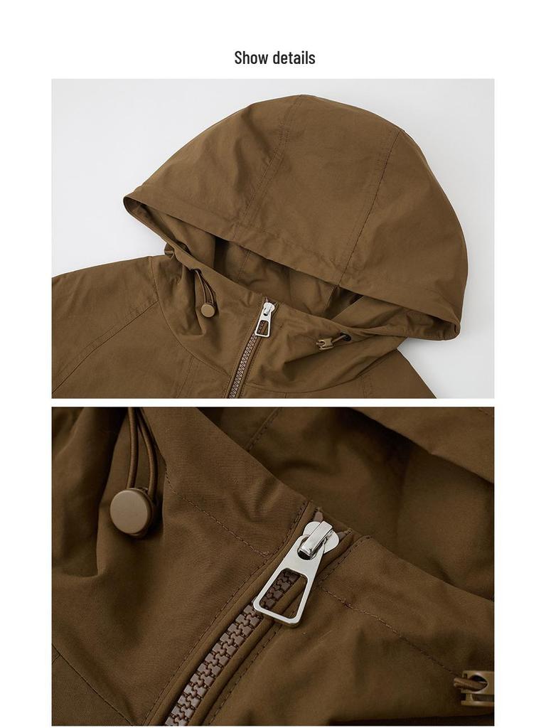 Damen Kurzer Trenchcoat mit Kapuze - 2025 Koreanischer Stil, Modisch & Vielseitig für Frühling/Herbst