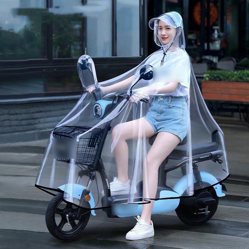 Raincoat for Electric Scooter, Double Seat for Mother and Child, 2024 Parent-Child Rain Poncho, Transparent Rain Cover for Motorcycle, Rainproof and