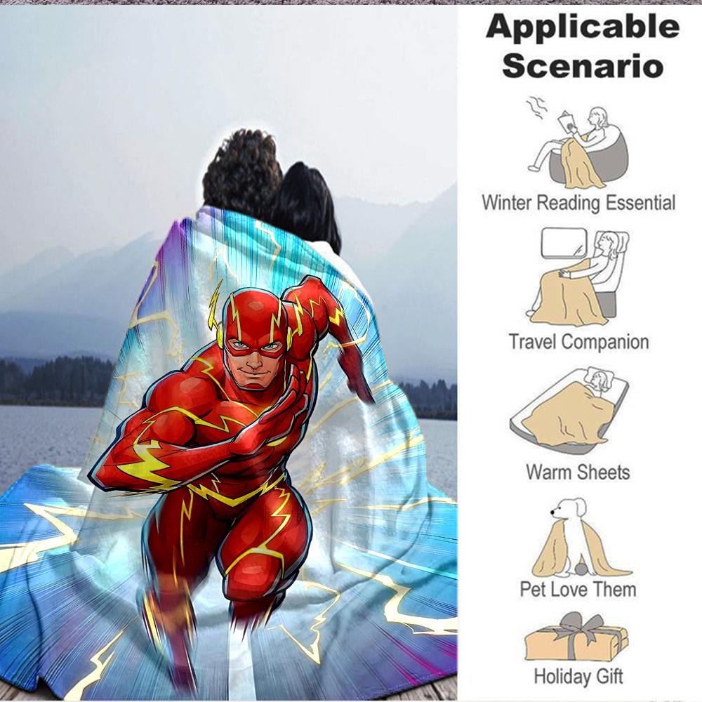 1pc Flash superhero Flannel Throw Blanket Soft, Warm & Cozy for Couch, Bed, Office, and Travel Versatile All Season Gift, Christmas present