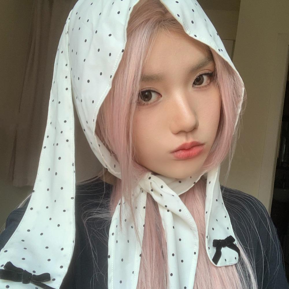 Sweet Floral Hair Scarf Y2K Pullover Cap Korean Lop Ear Rabbit Hat  Clothing Accessories