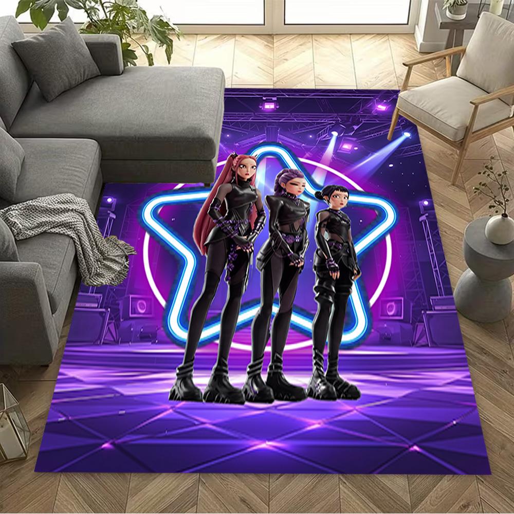 Huntrx: Neon Heroes Carpet Perfect for Dormitory Bedrooms Kitchen Balcony Anti-slip Rug Anime Office Decor Birthday/Christmas Gift