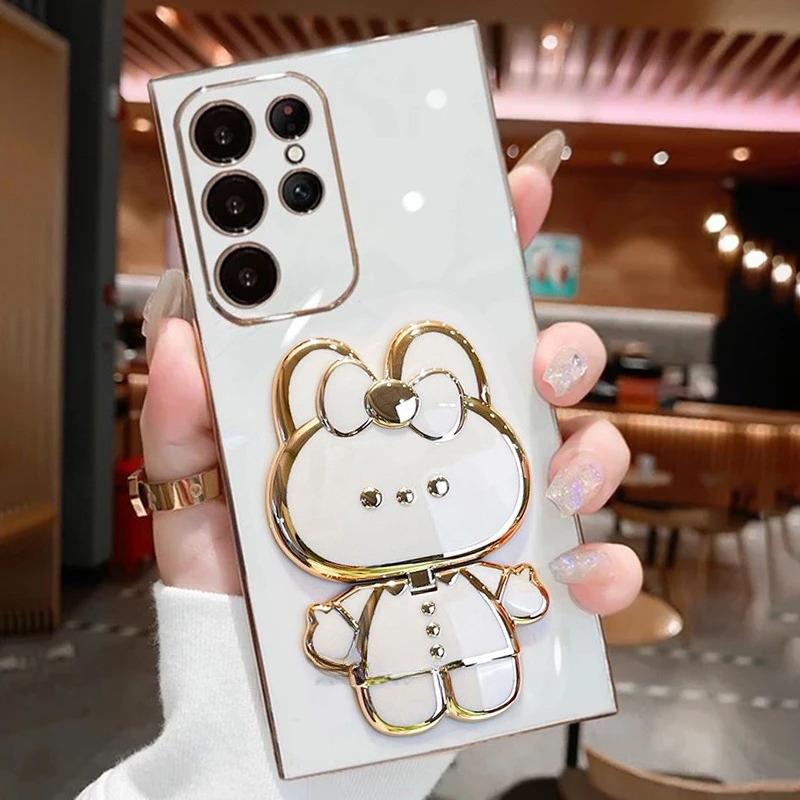 

S24FE S25Edge Чехол-подставка с зеркальным покрытием для Samsung Galaxy S24 S25 S21 S22 S23 FE Plus Note 20 Ultra Силиконовая крышка-подставка S24 FE