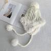 Women's Korean Style Cute Pom-Pom Earflap Hat - Autumn/Winter Warm Woolen Rabbit Fur Knit