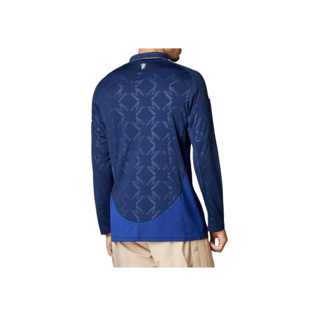 adidas Logo Striped Polo Neck Long Sleeve Polo Shirt Men Tops Blue IT1984