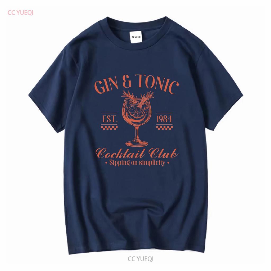 Gin Tonic Social Club Cocktail T Shirt Travel Drinking Girls Trip Lover Bartender Long or Short Sleeves Vintage Washed