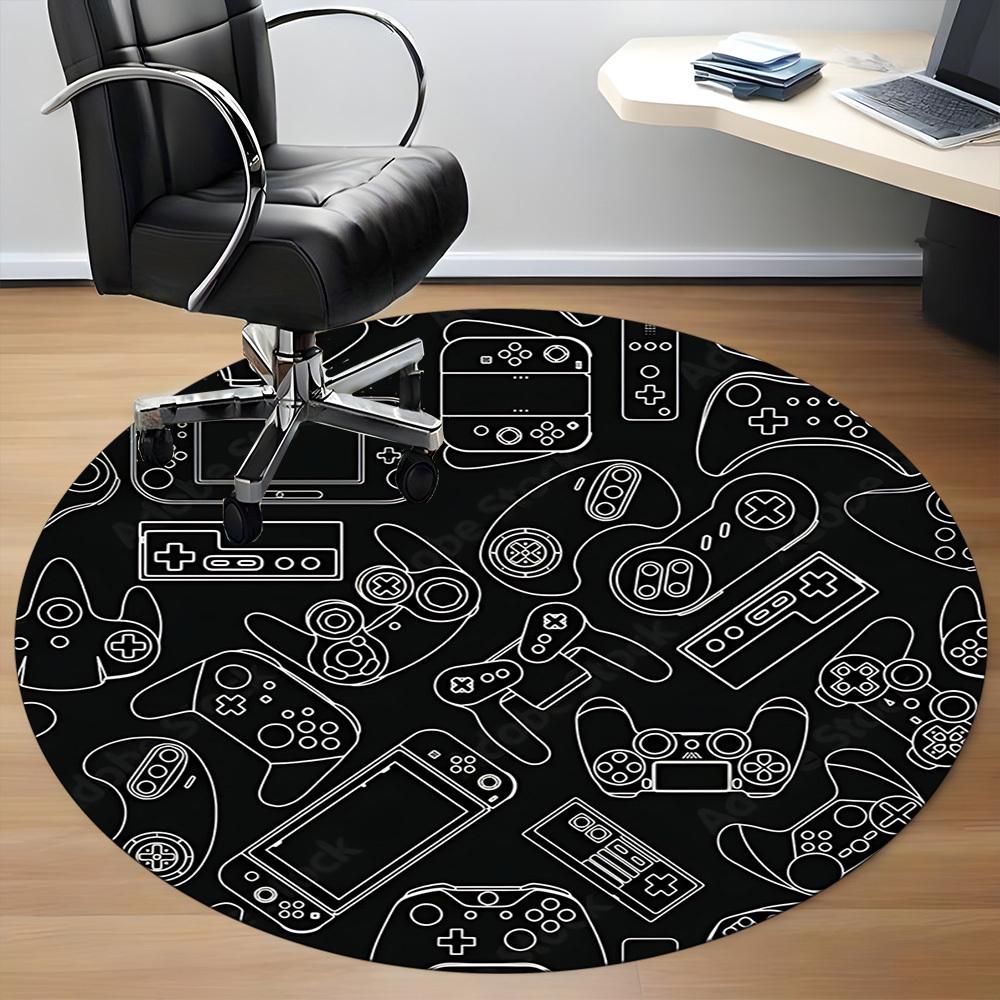 1pc Gaming Controllers Office Round Area Rug, Under Office Chairs Bedroom Living Room Home Decor, Room Deco