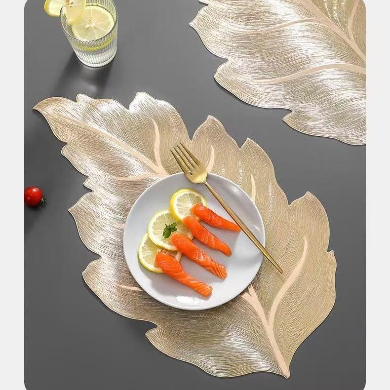 2PCS Nordic Simple Maple Leaf Coasters Non Slip PVC Table Mats Creative Vase Pads