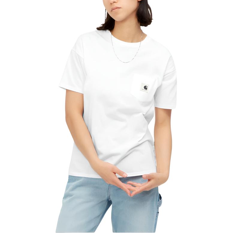 Carhartt WIP FW24 Logo Print Crew Neck Short Sleeve T-Shirt Women tops White I032215-02-XX