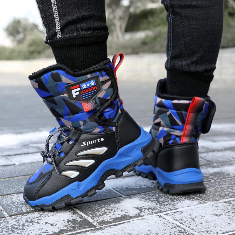 Детская зимняя плюшевая теплая спортивная обувь с высоким берцем из хлопка — фото 10