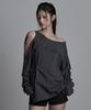 Aejeuyua Cutout Piercing Long Sleeve Charcoal