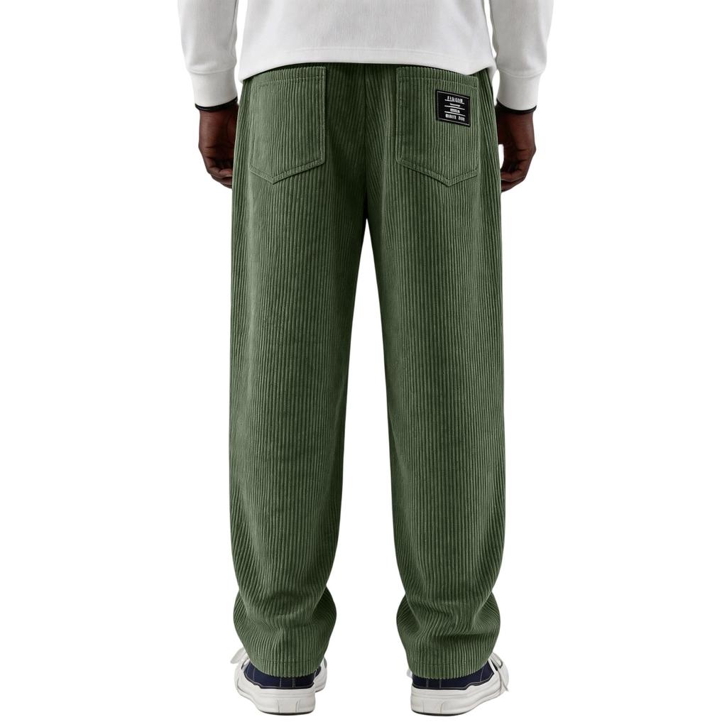 Pantaloni da Uomo Vintage in Velluto a Coste con Strisce Verticali, Gamba Dritta Larga per Uso Casual