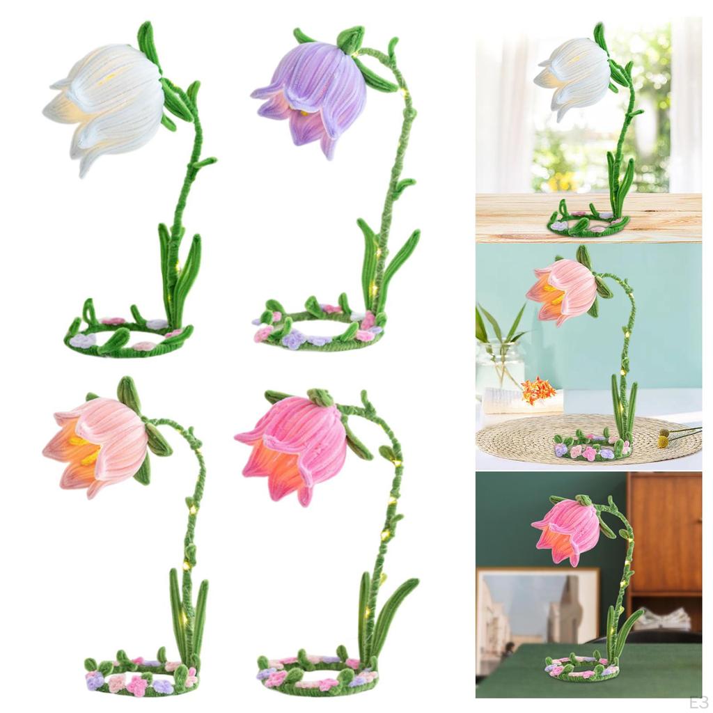 DIY Flower Bedside Lamp, Ornaments, Decoration Art Project, Flannel Table Holiday