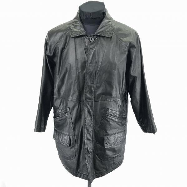 

FREAKS / Genuine Leather Padded Coat / Outerwear [M / Black] Cowhide / Hidden Button / Inner Pocket(USED)