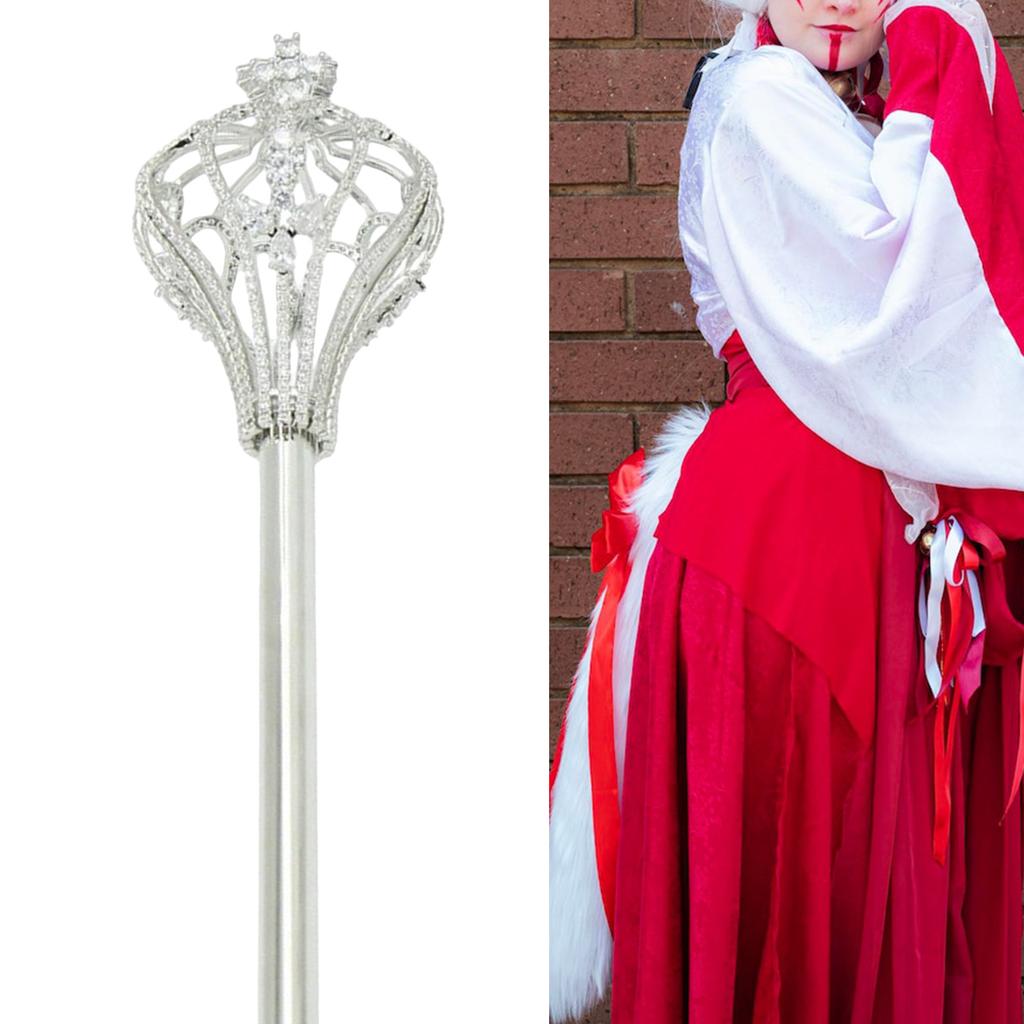 Durable Alloy Costume Scepter With Rhinestone Details For Stage Performances Pageantry Events