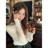 Core-spun Yarn Autumn Lace Semi-turtleneck Knitted Sweater Autumn New Sweet Bottoming Shirt with Top