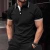 Yaz Erkek Yeni Kısa Kollu Çizgili Polo Gömlek Erkek İş Günlük Yaka Golf Polo Gömlek Üstler %100 Polyester