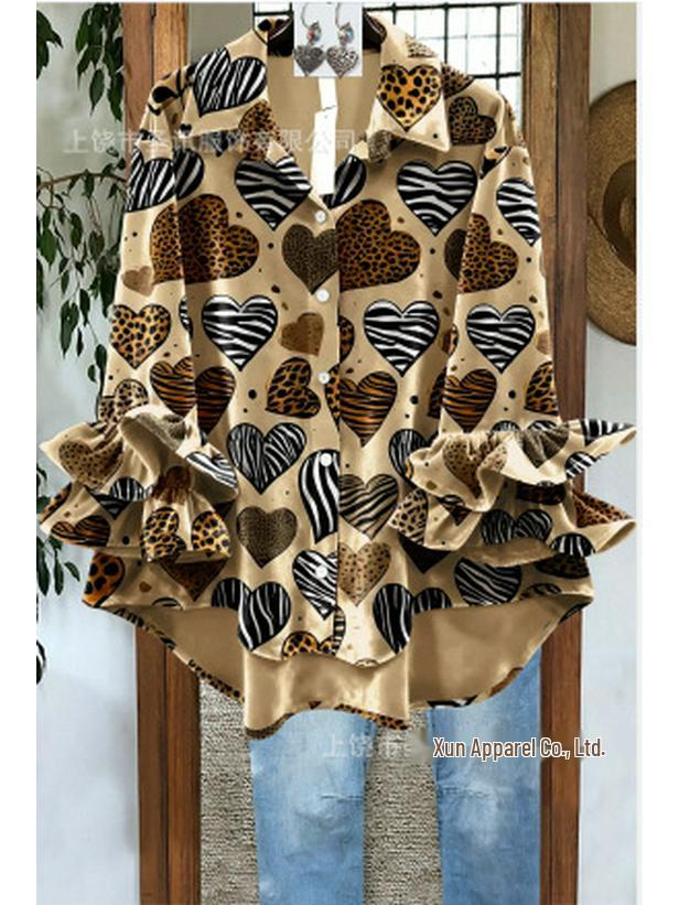 3D Pattern Long Sleeve Women's Lapel Shirt - Creative & Versatile
